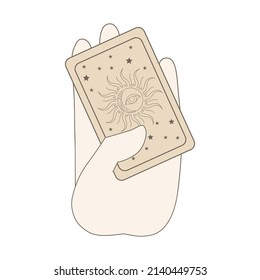 hand holding tarot card, vector