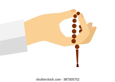 Hand - Holding Tasbih at white background
