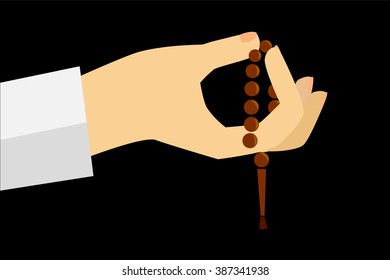 Hand - Holding Tasbih at white background
