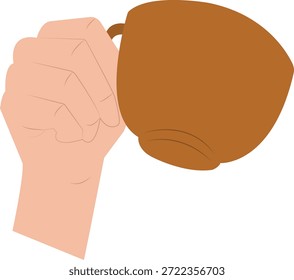 Mano que sostiene el icono de la taza de café del té