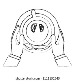 hand holding tea cup with dish