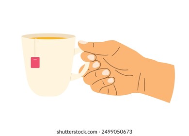 hand holding tea cup- vector illustration