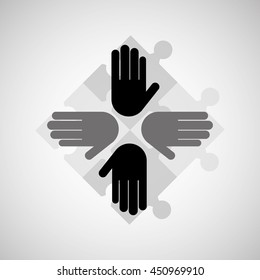 hand holding a teamwork cooperation icon, vector illustration