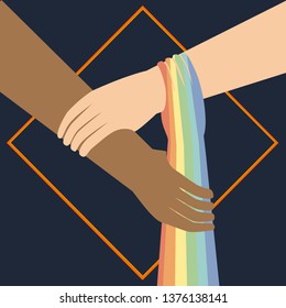 Hand holding teamwork to support LGBTQ
Pride hand Vector illustration