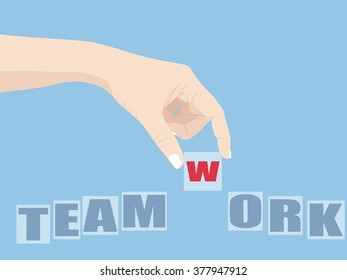 Hand Holding Teamwork word, Vector Illustration EPS 10.