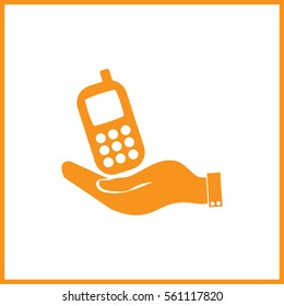 hand holding with the telephone