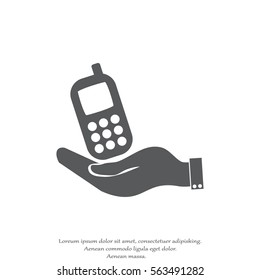 hand holding with the telephone