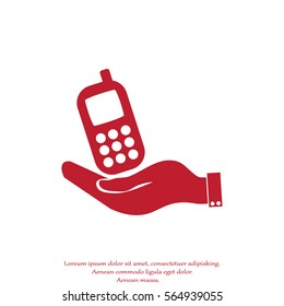 hand holding with the telephone