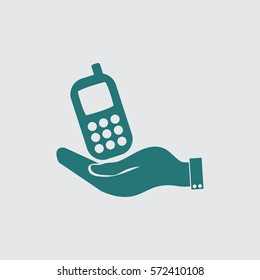 hand holding with the telephone