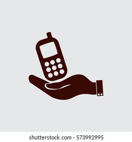 hand holding with the telephone