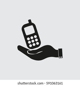 hand holding with the telephone