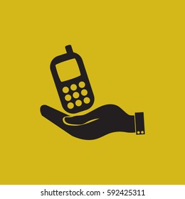 hand holding with the telephone