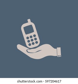 hand holding with the telephone
