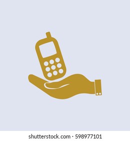 hand holding with the telephone
