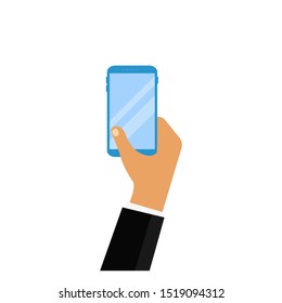 hand holding the telephone is currently using cellphone

