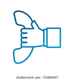 hand holding telephone support call center
