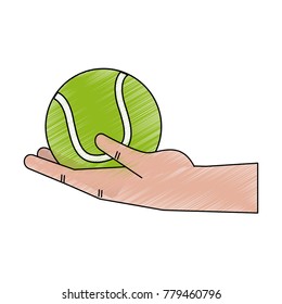 Hand holding tennis ball