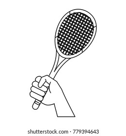 Hand holding a tennis racket
