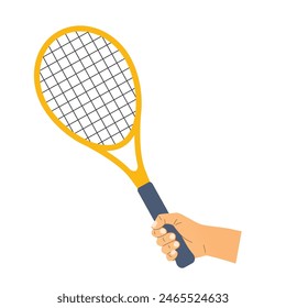 hand holding tennis racket- vector illustration