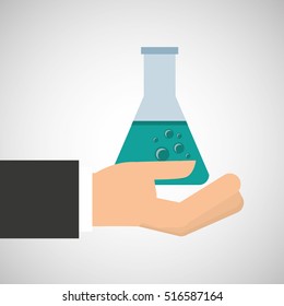 hand holding test flask chemical graphic vector illustration eps 10