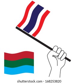 hand holding Thai flag. vector format