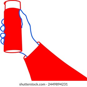 Ilustración vectorial de botella de termos de sujeción manual