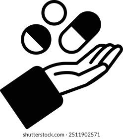 A hand holding three pills. The pills are in different colors and sizes. Concept of taking medication and the importance of following the prescribed dosage