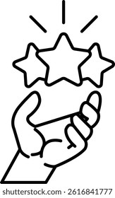 A hand holding three stars each star