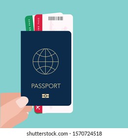 Hand Holding Tickets Boarding Pass Travel Stock Vector (Royalty Free ...