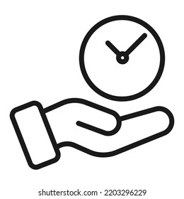 Hand, die das Zeiterfassungszeilensymbol hält. Persönliche Zeitmanagement-Vektorgrafik