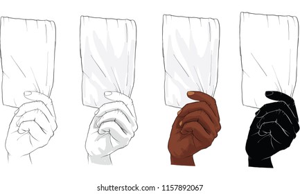 hand holding tissue paper vector