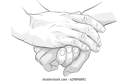 hand holding hand together