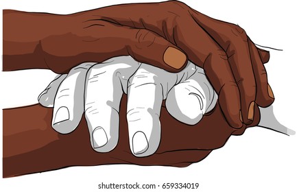 hand holding hand together