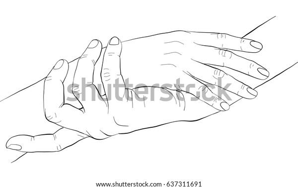 Hand Holding Hand Together Stock Vector (Royalty Free) 637311691 ...