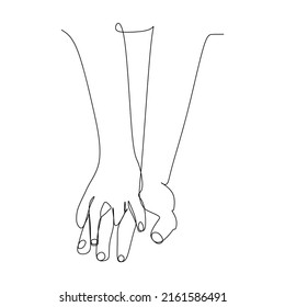 Hand holding together gesture. Single continuous line hand gesture graphic icon. Simple one line draw doodle for world campaign concept. Isolated vector illustration design on white background