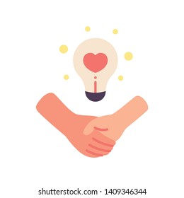 Hand Holding Together. Mental Health And Empathy Concept Flat Illustration Design