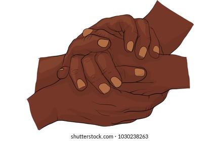 hand holding hand together vector