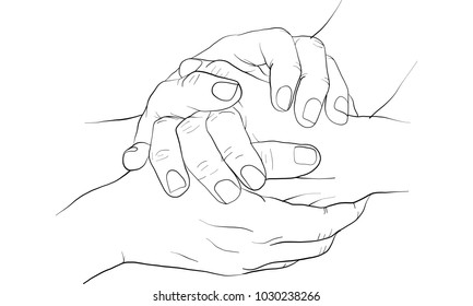 hand holding hand together vector