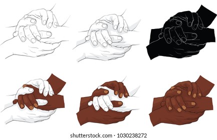 hand holding hand together vector