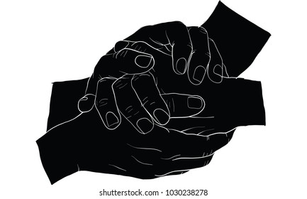 hand holding hand together vector