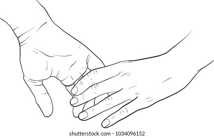 Hand Holding Hand Together Vector Stock Vector (Royalty Free) 1034096152