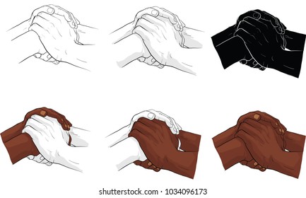 hand holding hand together vector