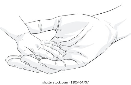hand holding  hand together vector