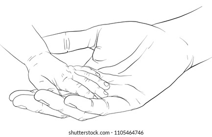 hand holding  hand together vector