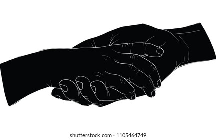 Hand Holding Hand Together Vector Stock Vector (royalty Free) 1105464749