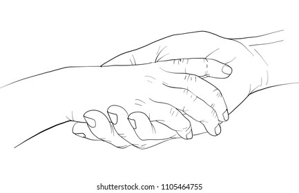 Hand Holding Hand Together Vector Stock Vector (Royalty Free ...