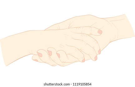 hand holding  hand together vector