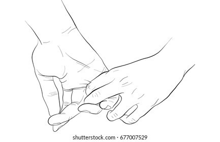 hand holding hand together vector