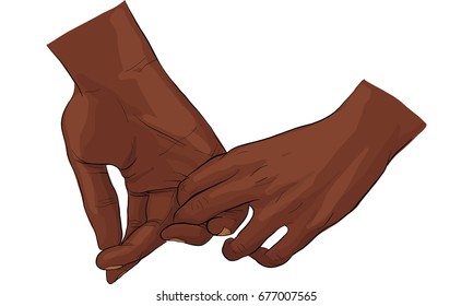 hand holding hand together vector