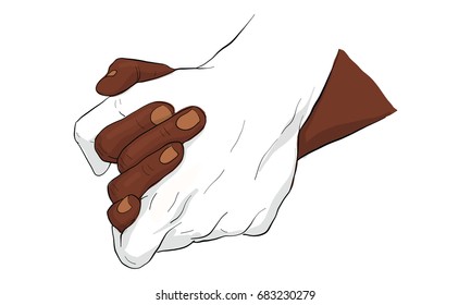 hand holding hand together, vector